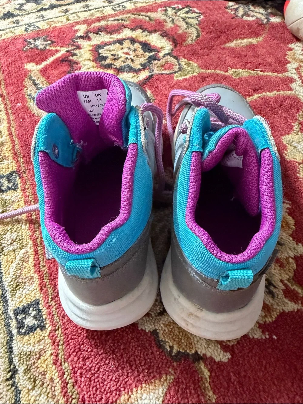 Merrell Kids Gray Teal Purple Accent Hiking Boots